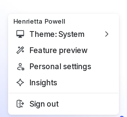 The account menu.