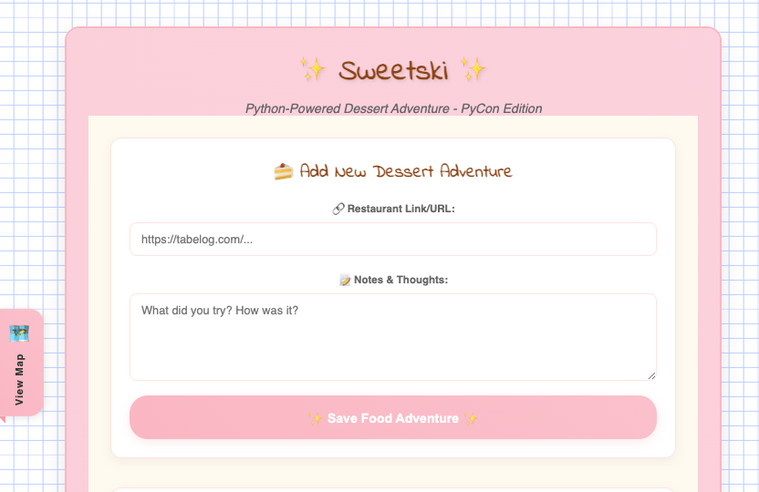 Photo of project website with pink colors and sparkles resembling a diary