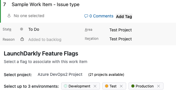 The list of feature flags on the "LaunchDarkly" tab.