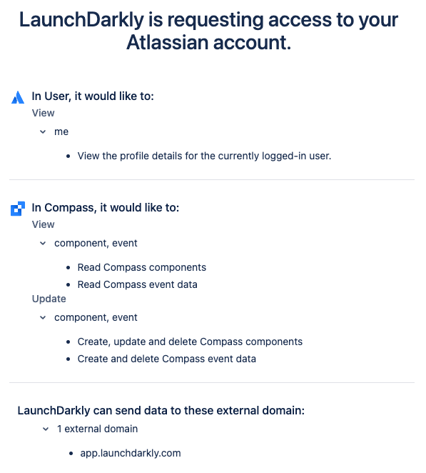 LaunchDarkly authorization screen for Compass.