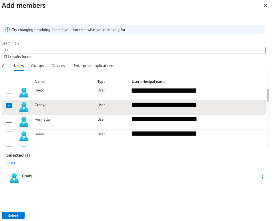 Adding members to a new Entra ID group.