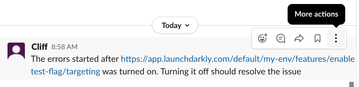 The "More actions" menu for a Slack conversation.