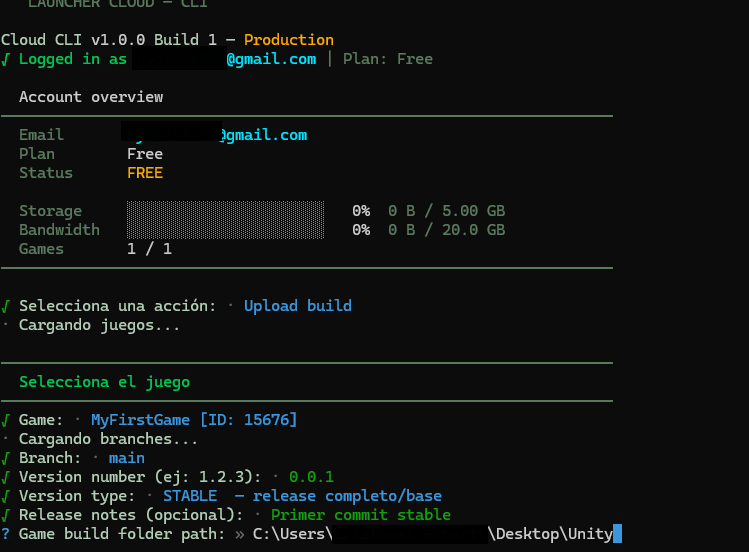 Launcher Forge CLI release notes and packaged game folder path