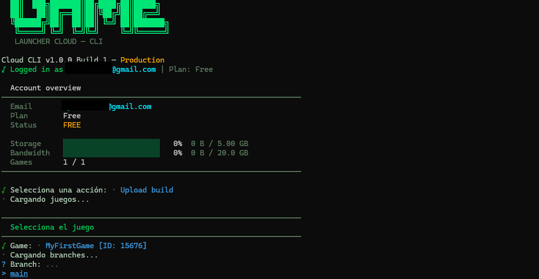 Launcher Forge CLI branch selection with the main branch available