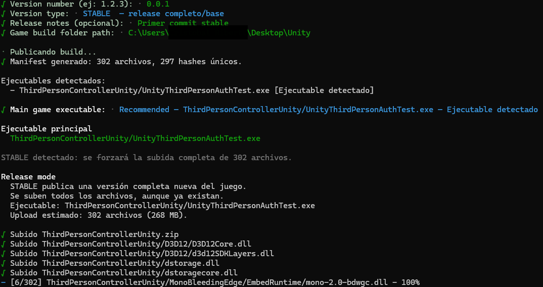 Launcher Forge CLI uploading the files of a STABLE release