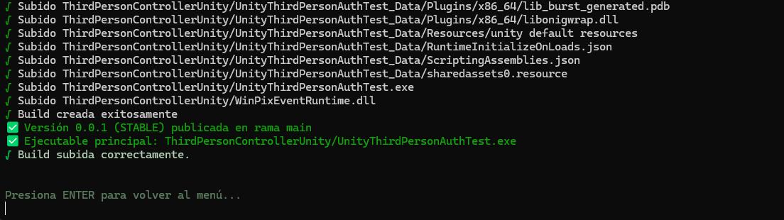 Launcher Forge CLI confirming a successfully published STABLE build