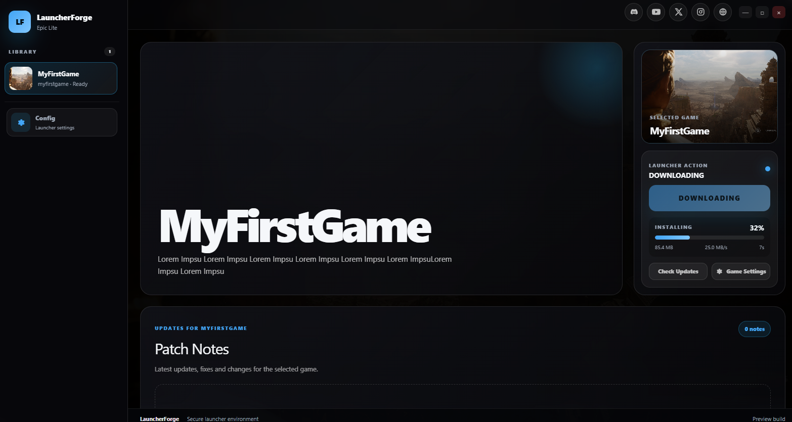 Launcher Forge end-user launcher downloading and installing the game