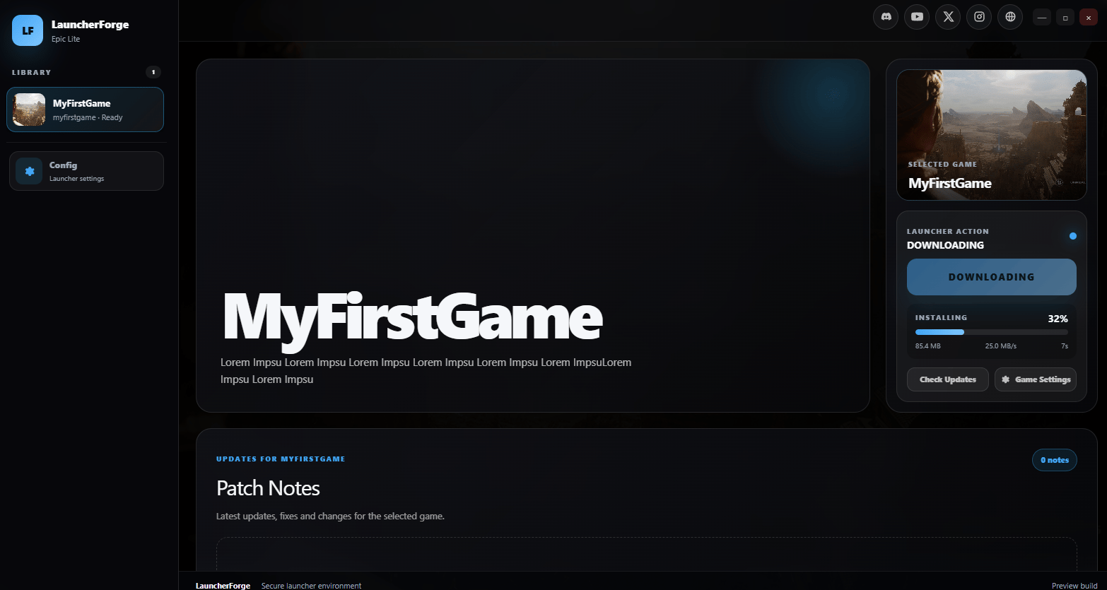 Launcher Forge end-user launcher downloading and installing the game