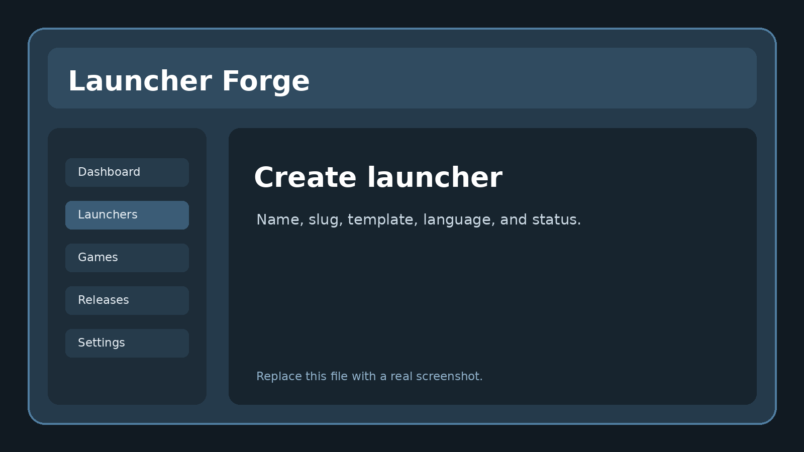 Create launcher form
