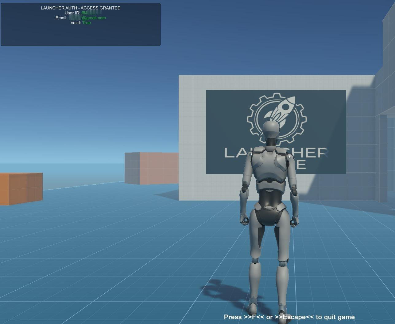 Unity project showing Launcher Auth Access Granted