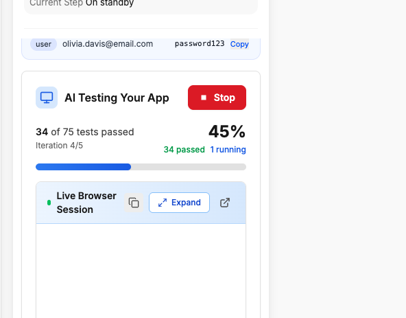 LaunchPulse AI Testing panel
