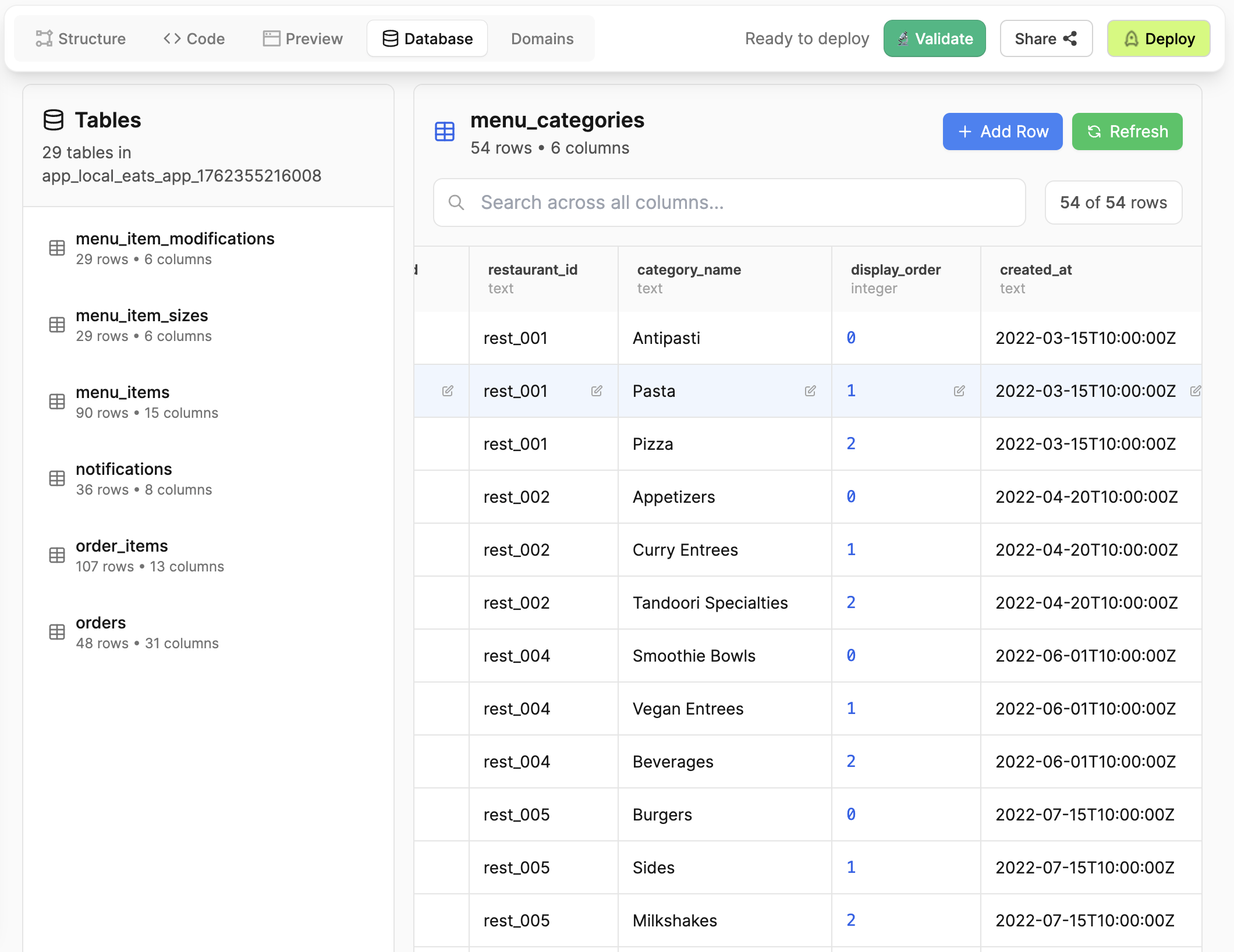 LaunchPulse database tab
