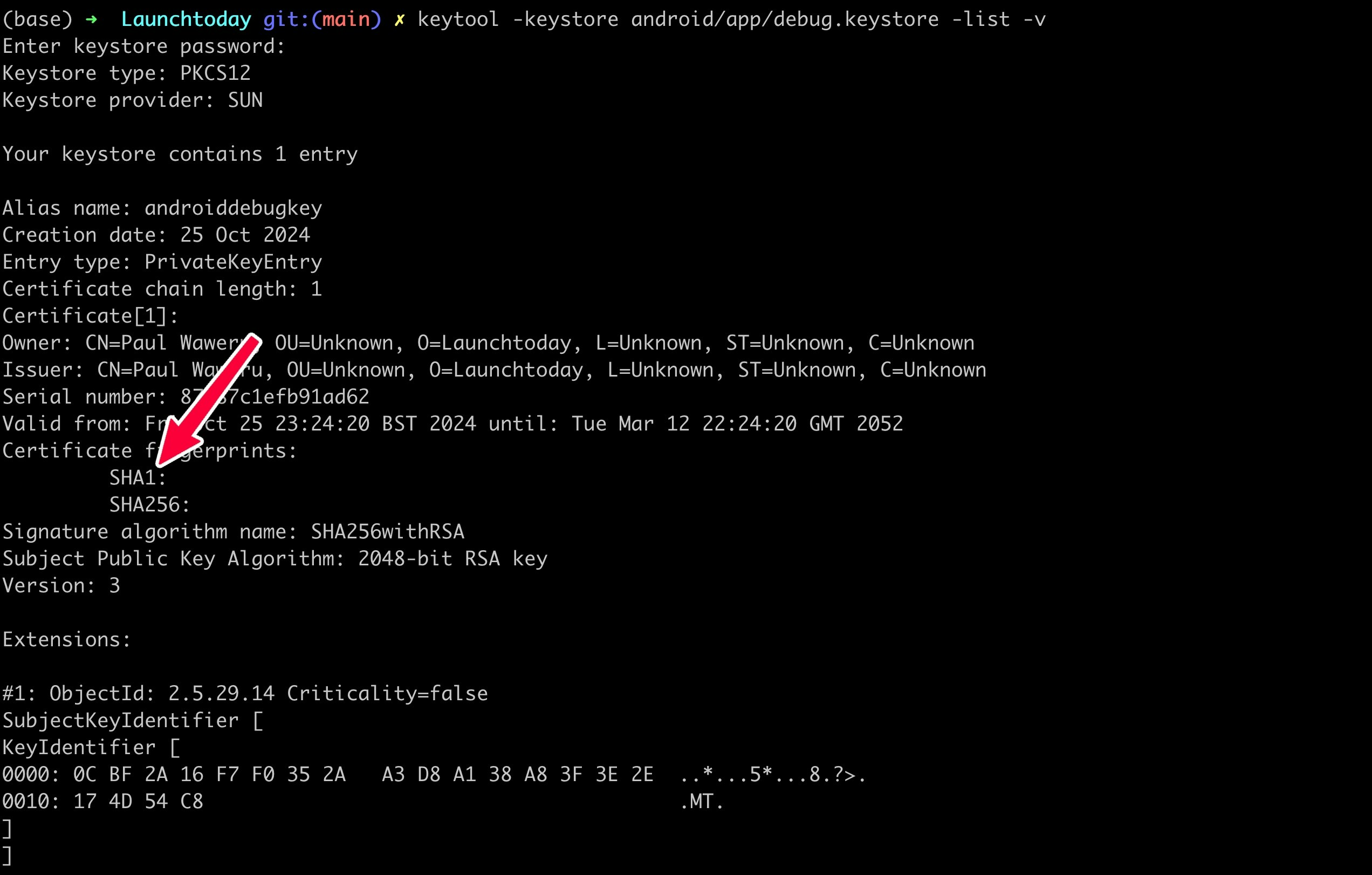 SHA-1 Fingerprint Generation