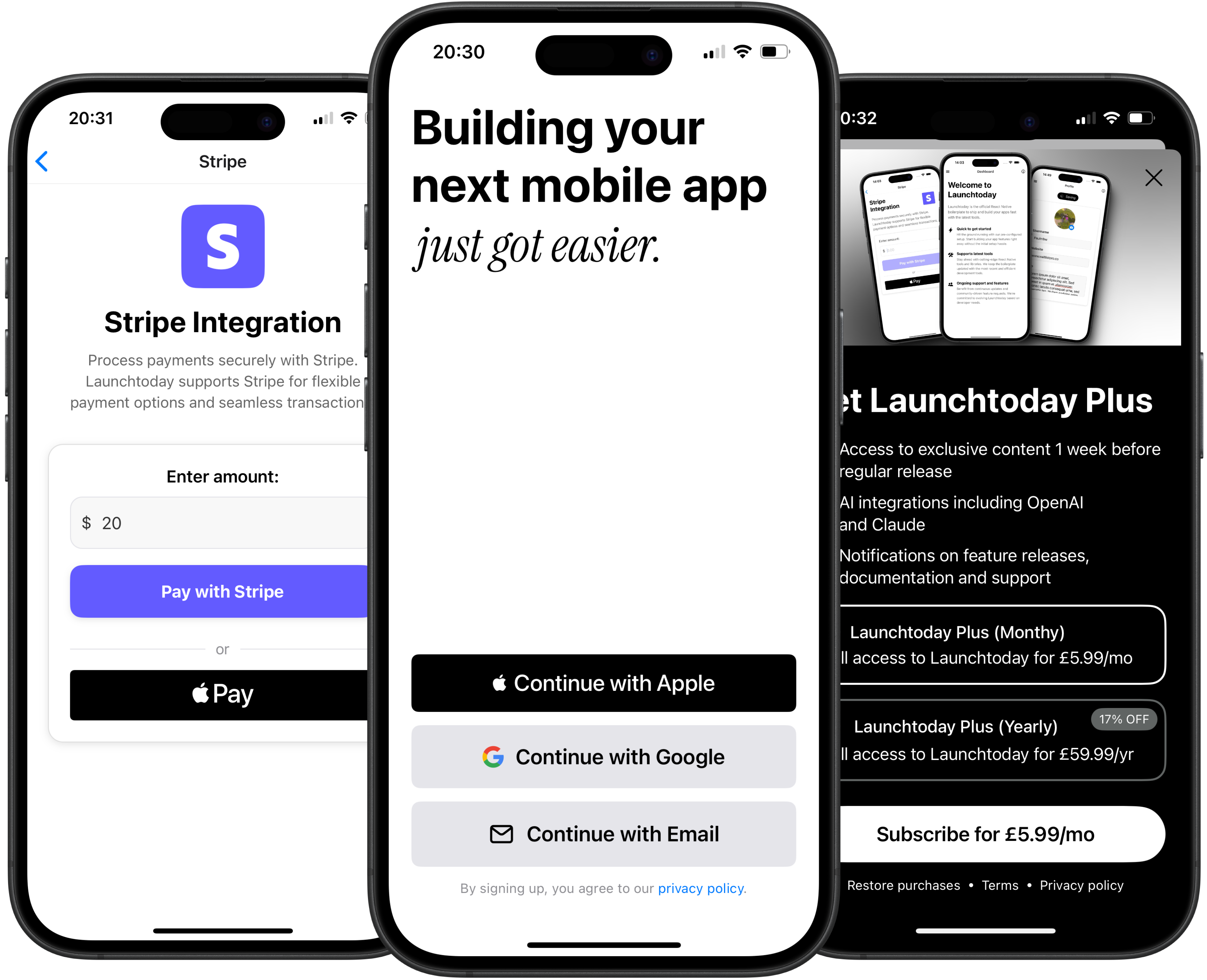 Launchtoday Demo Screens