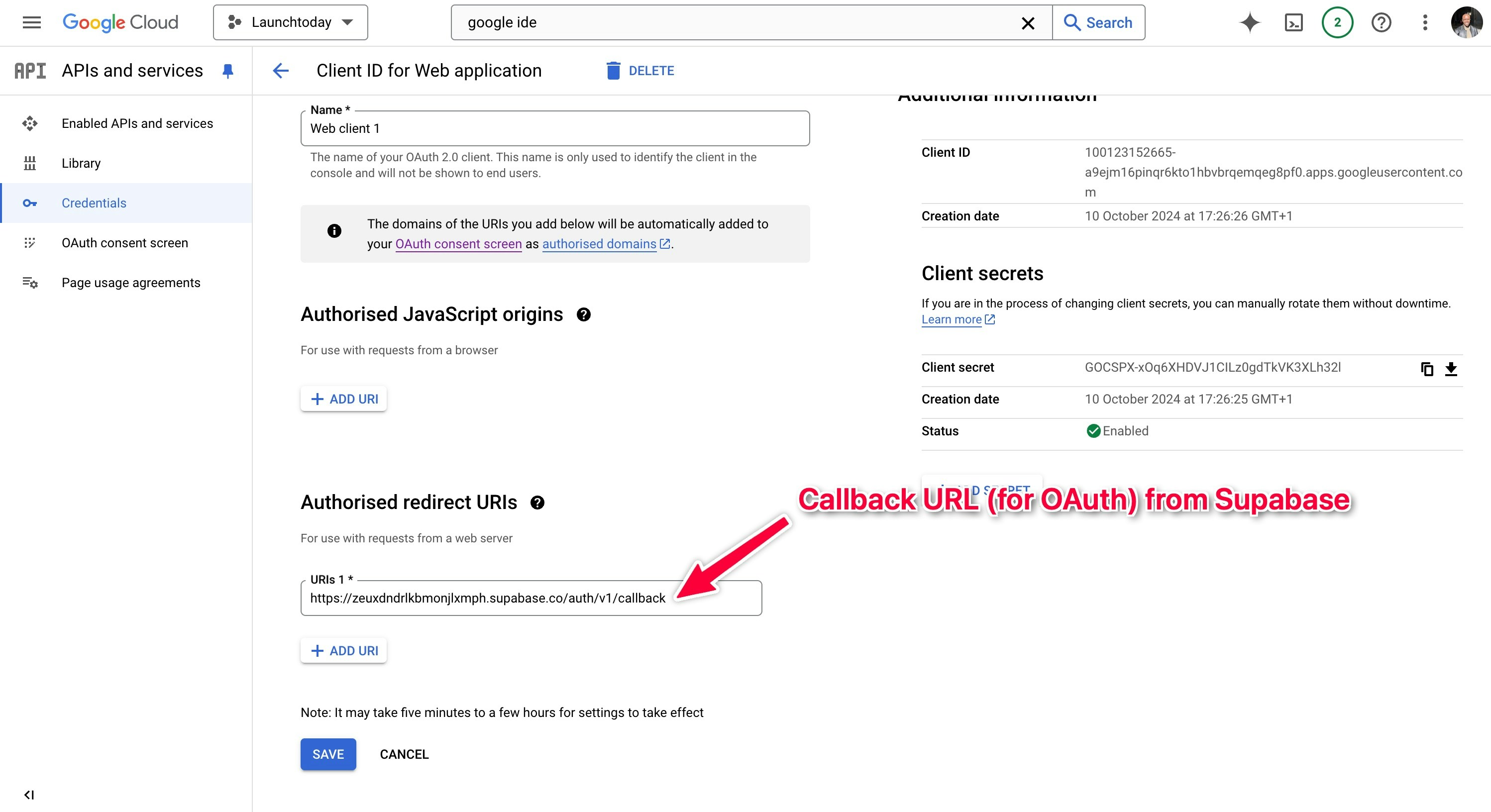 Google OAuth Configuration