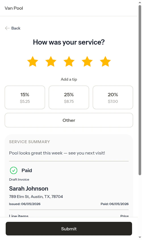 Review filled with stars and tip preset