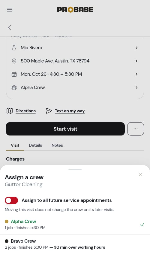 The swap default when the visit already has a crew
