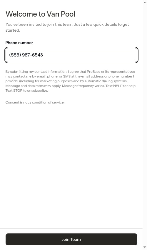 Phone number entered