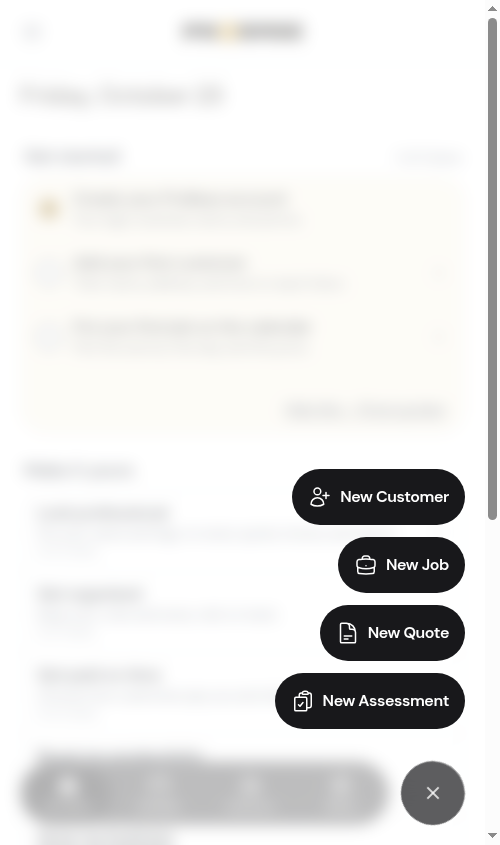 Quick create menu open