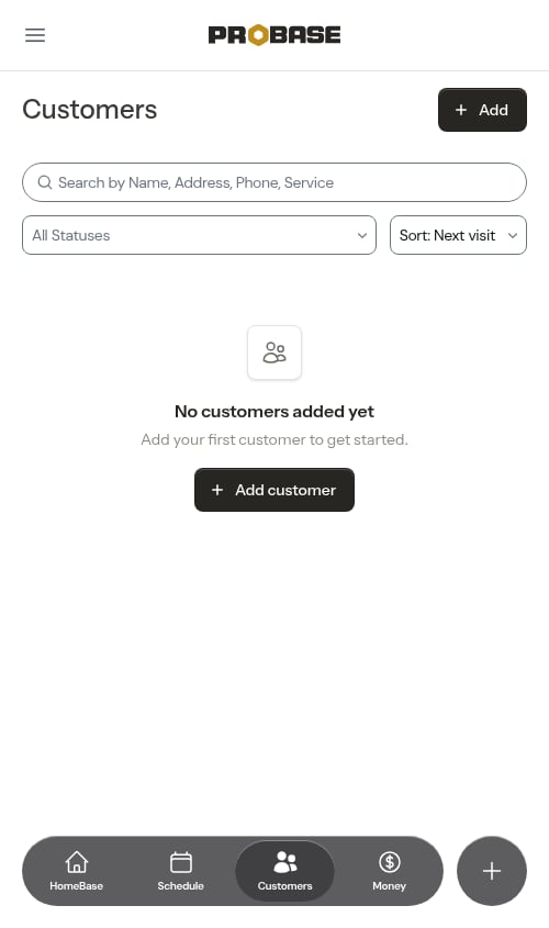 Customers index with empty state