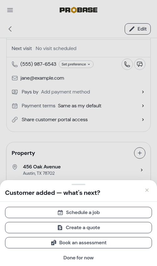 Customer added — what's next?