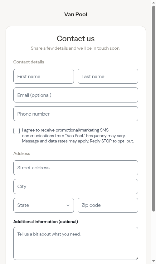 The public contact form a visitor fills out
