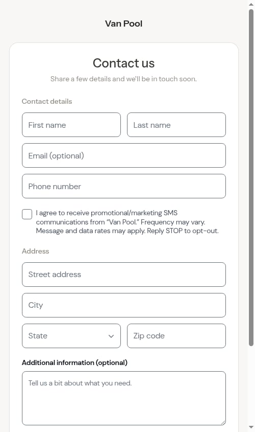 The public contact form a visitor fills out