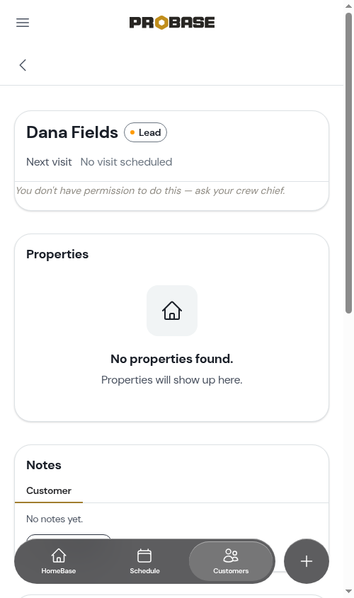 Customer contact info hidden for a limited crew member