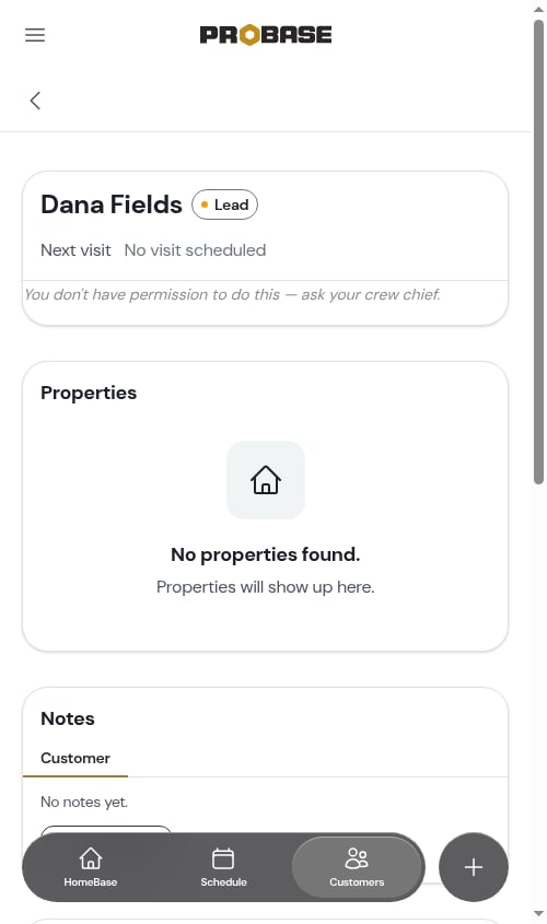 Customer contact info hidden for a limited crew member