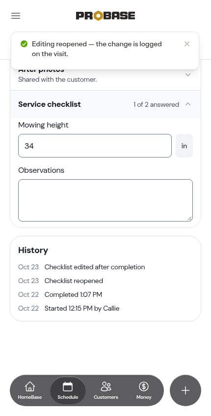 Editing an answer after completion