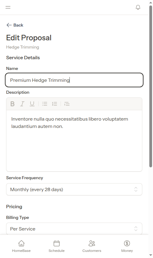 Sent proposal can be edited
