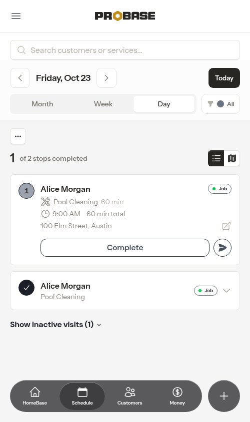 Daily schedule overview