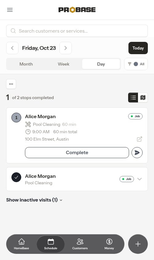Daily schedule overview