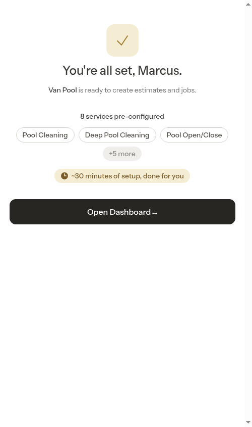 You're all set, with a Pool catalog seeded