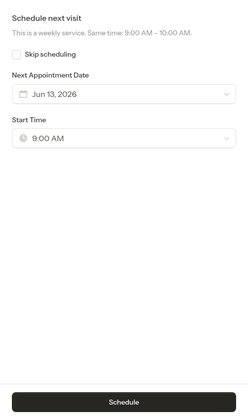 Schedule next visit