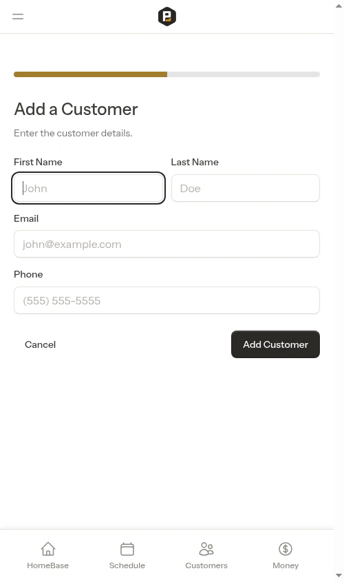 New customer form