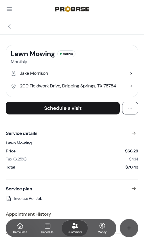 Schedule appointment button on service detail