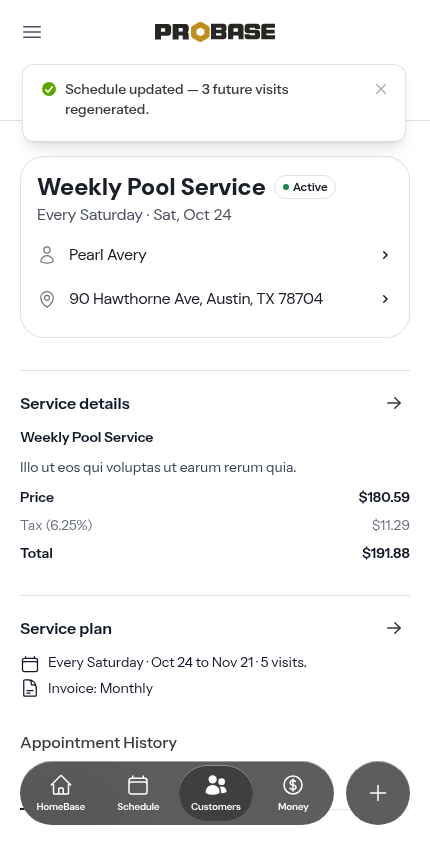 Change schedule completed