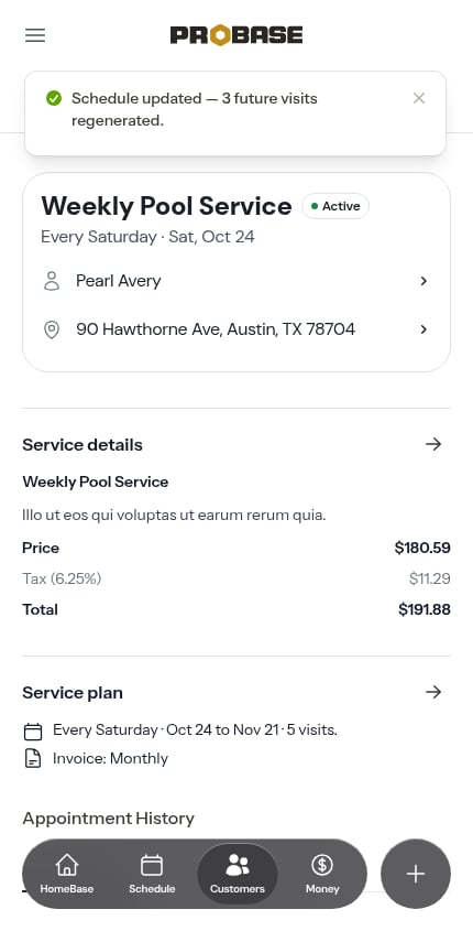 Change schedule completed