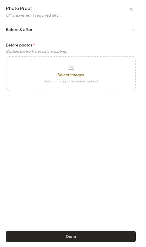Photo question on a checklist