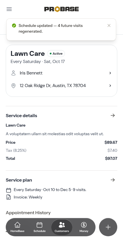 A completed past visit survives a schedule rebuild