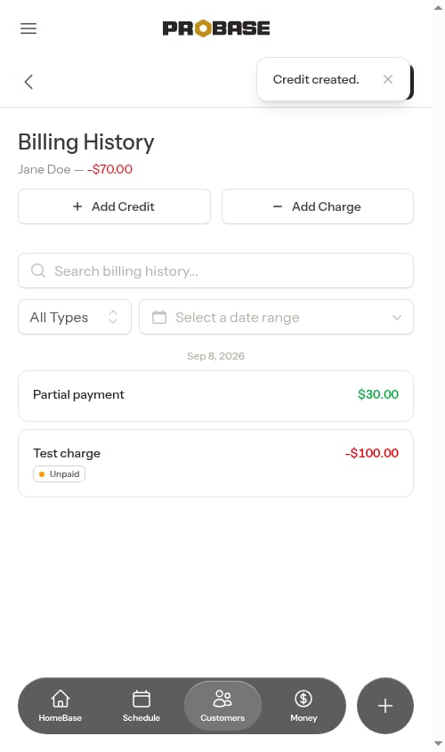 Charge still unpaid after partial payment