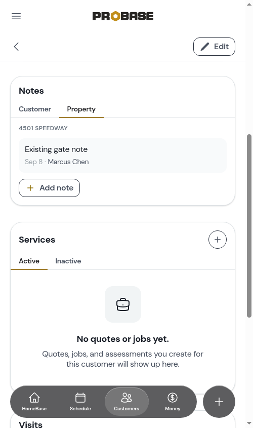 Property tab on the property page