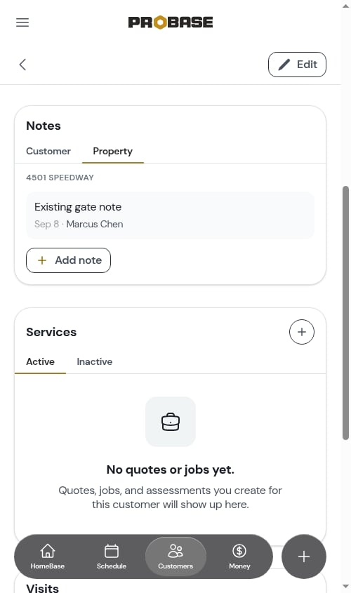 Property tab on the property page