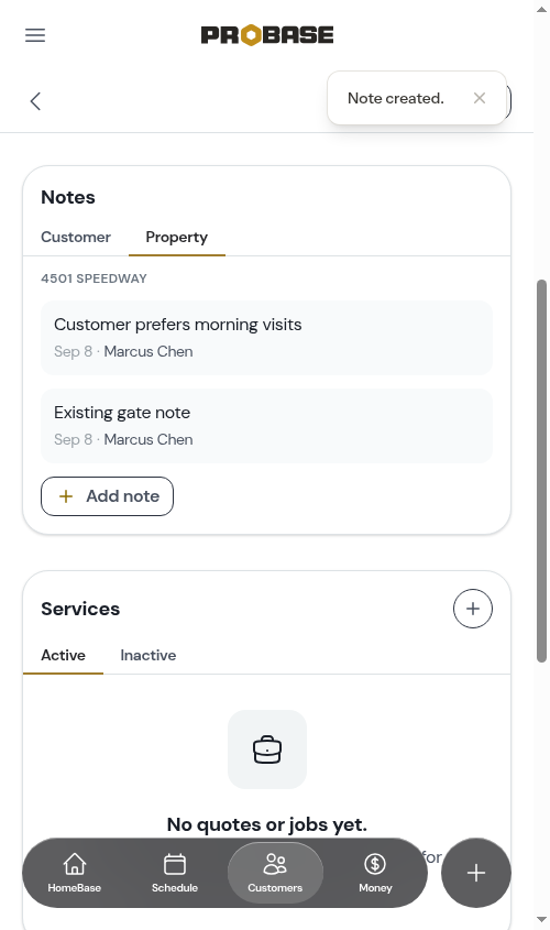 Property note created