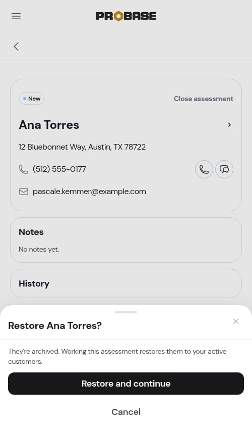 The restore prompt