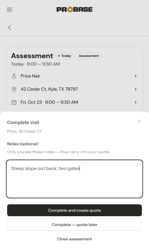 The complete-visit sheet
