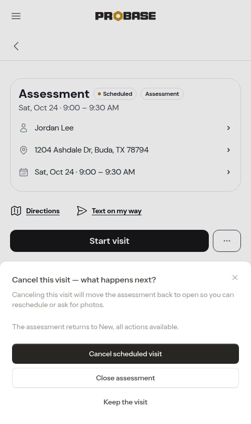 Cancelling a visit