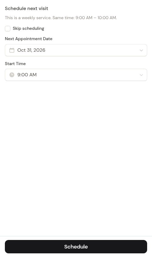 Schedule next visit