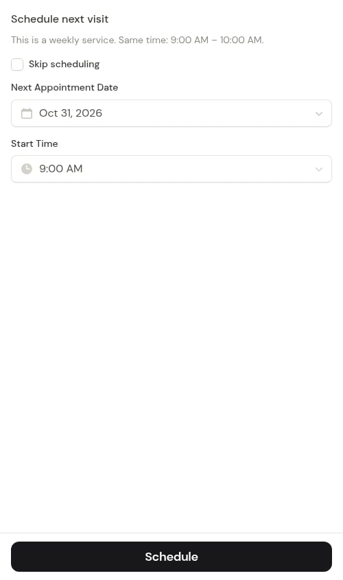 Schedule next visit